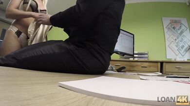 Blonde sexy secretary Blanche Bradburry wants loan and will do anything to get it