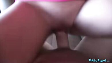 Short-haired amateur fucked by Public Agent in the car