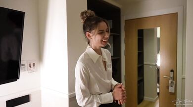 Shy young hotel maid Hope Heaven gets fucked by perverted hotel guest for money