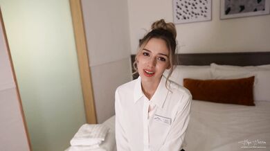 Shy young hotel maid Hope Heaven gets fucked by perverted hotel guest for money