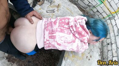 Cute schoolgirl has sex in abandoned building and gets cum on her face