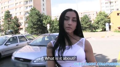 Public Agent - Stunning brunette fucks in the car for money