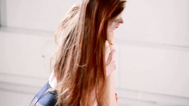 Lesbians play with nylon and fuck with a strapon