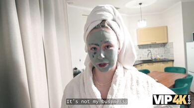 VIP4K - Dirty debtor with small natural tits pays off debt with her tight pussy and ass