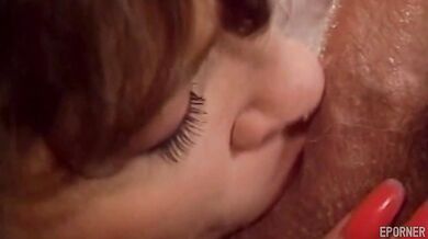 Oral action with hot brunette in vintage porn