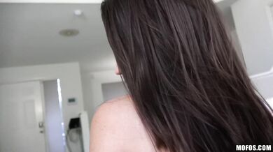 Ashley Anderson saved from cop and pays back by dropping to her knees and sucking his big cock