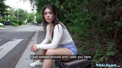 Tru Kait riding a big dick deep inside her wet pussy outdoors in public