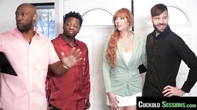 Cuck Jerks Off As His Hot Busty Redhead Wife Gets Fucked By Realtors