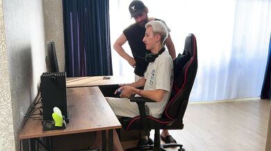 A stepfather and his busty whore took his stepson's virginity