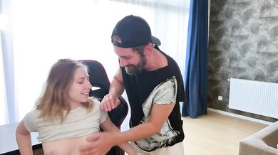 A stepfather and his busty whore took his stepson's virginity