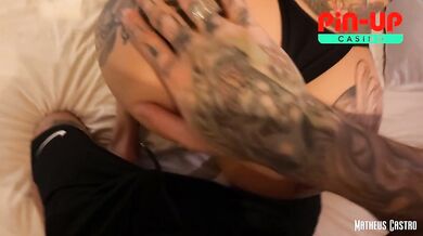 Naughty busty babe went to get a tattoo and fucked the studio owner