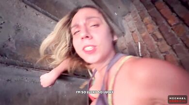 Very Intense Dirty Fucking On The Public Stairs With A Total Whore