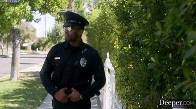 Amber teases real black cop to fuck her