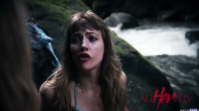 Lesbian passion by the waterfall