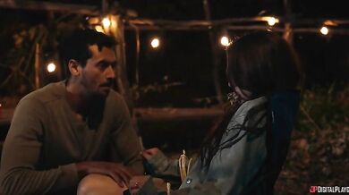 Two black girls Nicole Kitt and August Skye in threesome