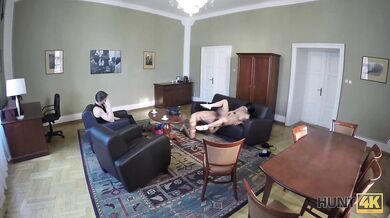 Poor guy has to watch his girlfriend's amazing sex for money