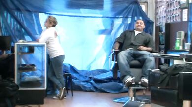 BRUNETTE FUCKS BBC IN BARBER SHOP