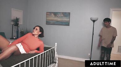 ADULT TIME - MILF Kell Fire secretly fucks her stepson's best friend after he catches her squirting!