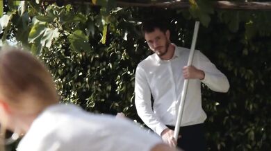 Skinny blonde with small tits Nancy Ace enjoys her vacation with stranger