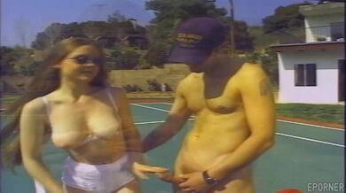 Sex during a tennis match in vintage porn