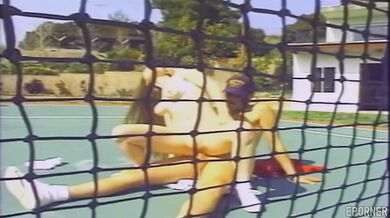 Sex during a tennis match in vintage porn