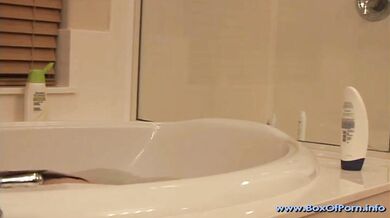 Perfect big natural tits in the bathtub