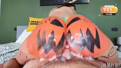 Local slut gives away her pussy on Halloween