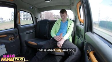 Female taxi driver can't resist a young customer and his hard cock