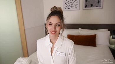 Shy young hotel maid Hope Heaven gets fucked by perverted hotel guest for money