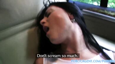 Public Agent - Stunning brunette fucks in the car for money