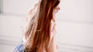 Lesbians play with nylon and fuck with a strapon