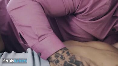 REALITY JUNKIES - Hot brunette teases with her mouth before giving in to deep intimate sex in bed