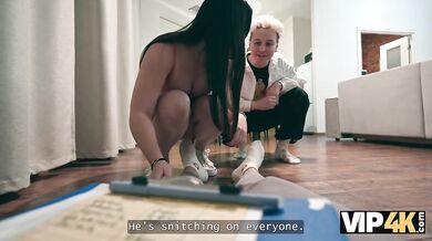 VIP4K - Dirty debtor with small natural tits pays off debt with her tight pussy and ass