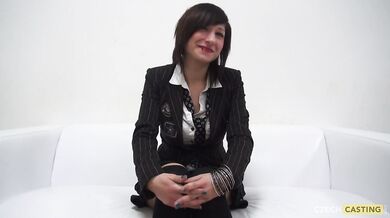 25 year old amateur gets cum on her at casting