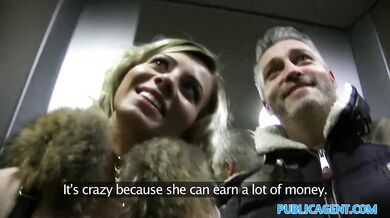 Cheating wife with short blonde hair fucks for cash