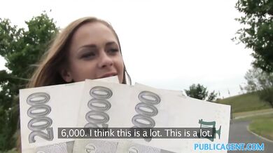 Petite Russian with great tits takes cock for cash