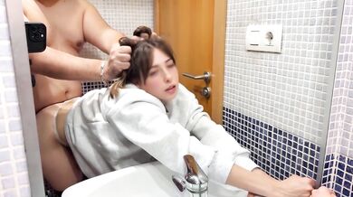 My out-of-shape friend fucks me in my bathroom at home