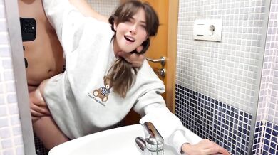 My out-of-shape friend fucks me in my bathroom at home