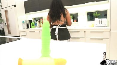 Queen Rogue's big ass and curvy body gets a workout from dildo masturbation