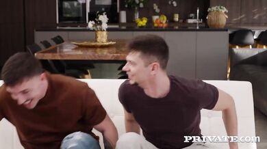 Hot skinny teen gets fucked by two big cocks