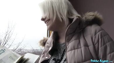 Public Lesbian Fucks Blonde in Red Bra for Cash
