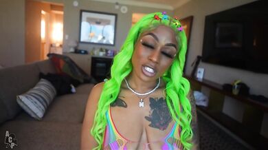 BBW ebony is having sex fun with a scary clown