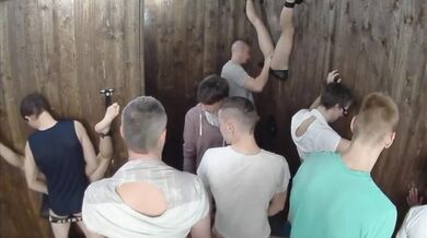 Whorehouse where you can fuck several stunning women behind the wall