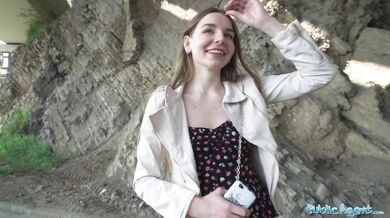 Long-Haired Ukrainian Babe Fucked by Stranger Outside