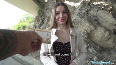 Long-Haired Ukrainian Babe Fucked by Stranger Outside