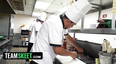Bunny Fae Gangbanged by Kitchen Crew
